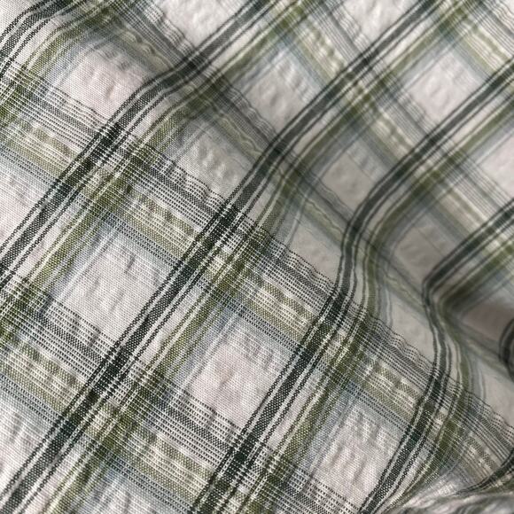 Van Heusen AIR Short Sleeve Plaid Crinkle Button Down Shirt XXL Green White Mens - Picture 6 of 9